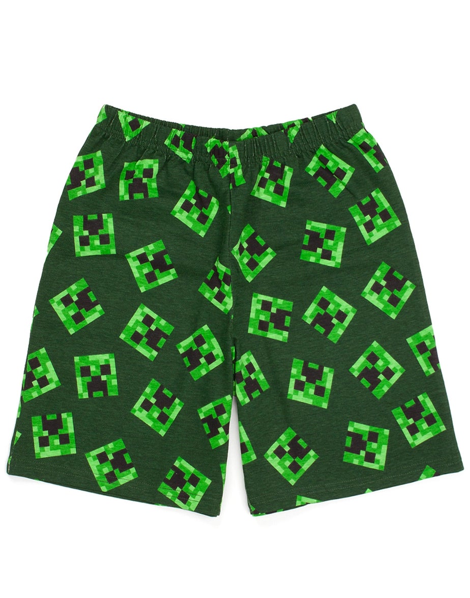 Minecraft Creeper Kids Shortie Green Pyjamas (5-14 Years)