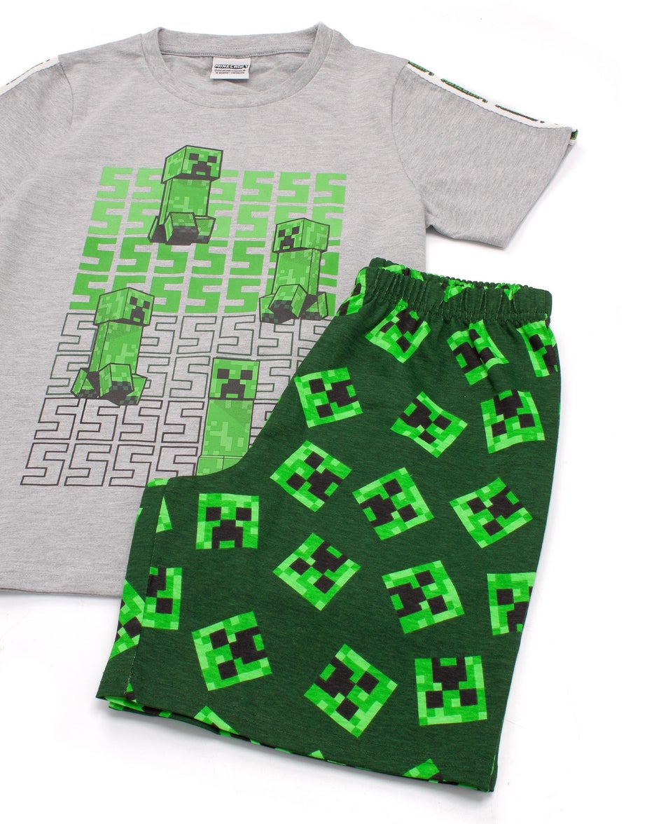Minecraft Creeper Kids Shortie Green Pyjamas (5-14 Years)