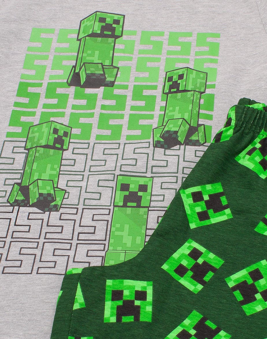 Minecraft Creeper Kids Shortie Green Pyjamas (5-14 Years)