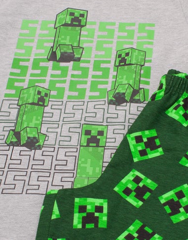 Minecraft Creeper Kids Shortie Green Pyjamas (5-14 Years)
