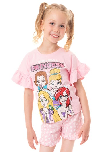 Disney Princesses Kids Pink Shortie Pyjamas (2-8 Years)
