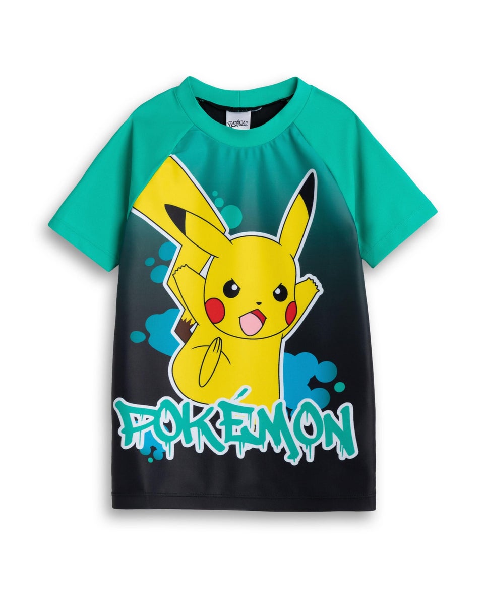 Vanilla Underground Pokemon Pikachu Kids Green Swim Top (4-12 Years)