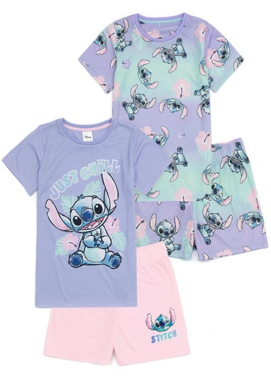 Disney Stitch Kids Multi Coloured Shortie Pyjamas 2 Pack (5-14 Years)