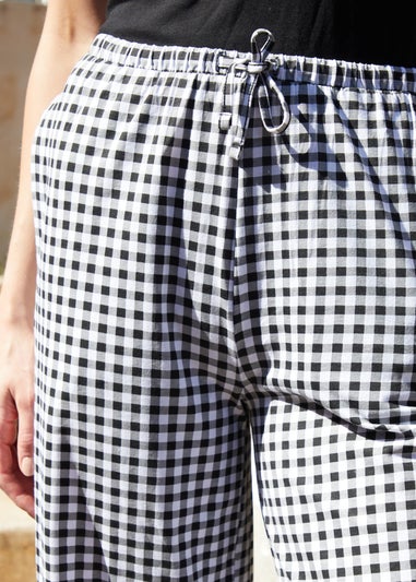 Threadbare Black Cotton Jersey Wide Leg Trousers