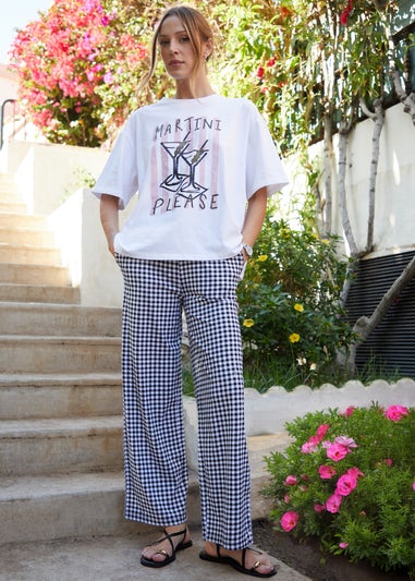 Threadbare Black Cotton Jersey Wide Leg Trousers