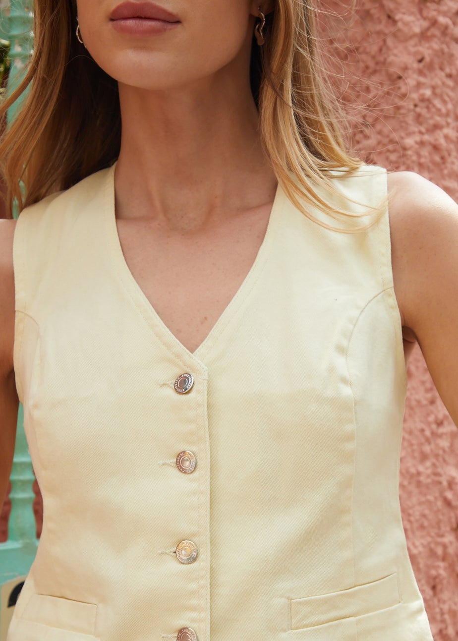 Threadbare Yellow Tailored Denim Waistcoat