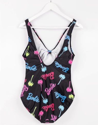 Barbie Logo & Palm Tree Graphic Multi Coloured 1 Piece Swimming Costume