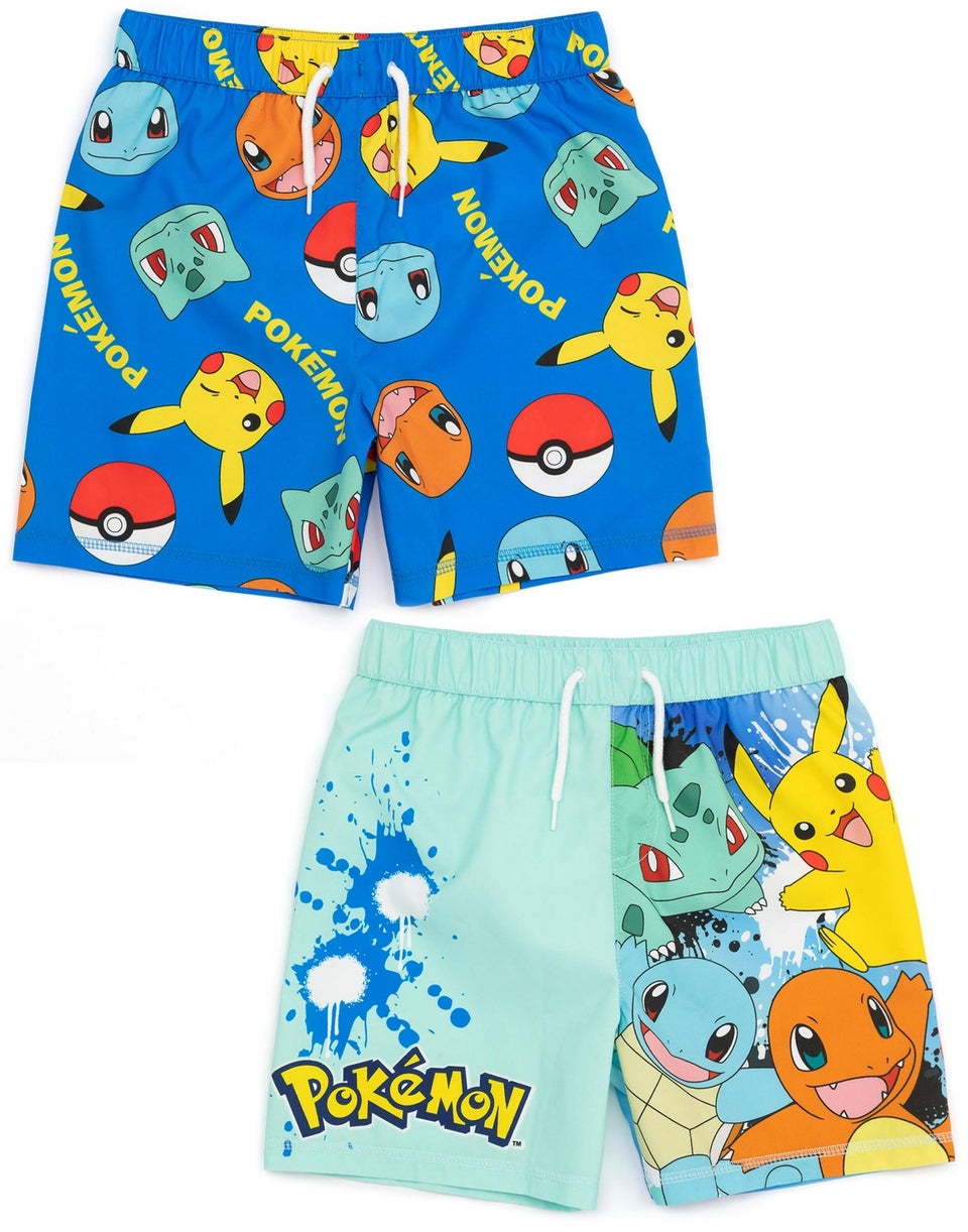 Pokemon Characters Blue Swim Shorts 2 Pack (3-12 Years)