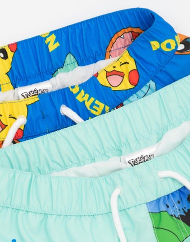 Pokemon Characters Blue Swim Shorts 2 Pack (3-12 Years)