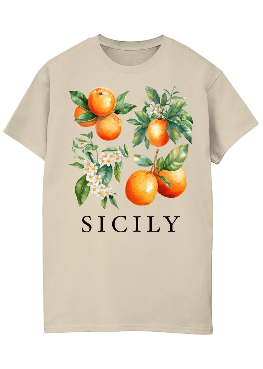 Brands In Sicily Oranges Sand Boyfriend Fit Graphic T-Shirt