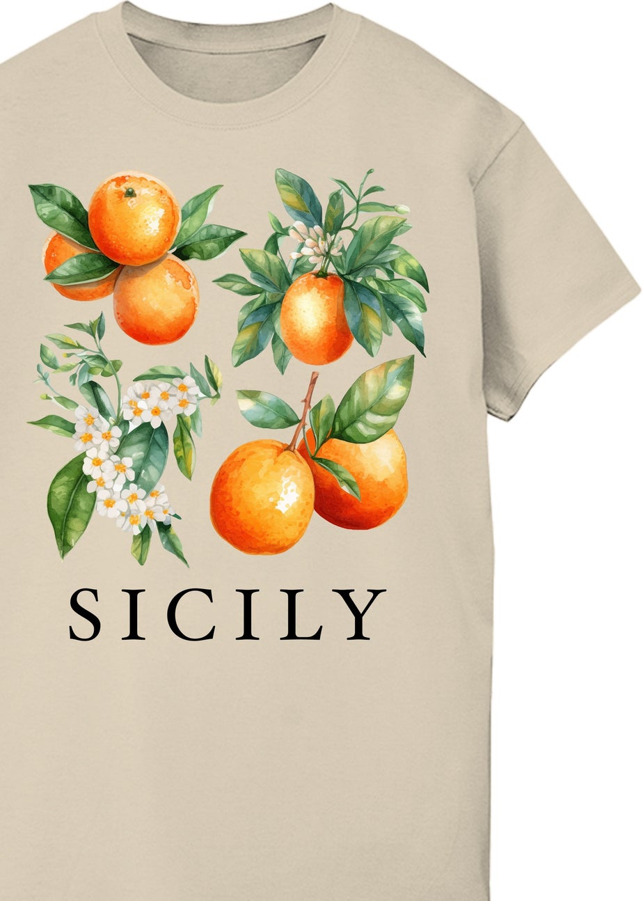 Brands In Sicily Oranges Sand Boyfriend Fit Graphic T-Shirt