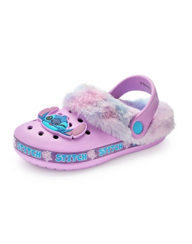 Disney Stitch Kids Purple Fur Lined Clogs (Younger 10-Older 4)
