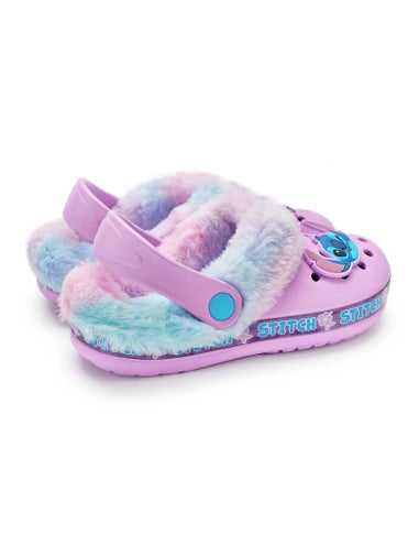 Disney Stitch Kids Purple Fur Lined Clogs (Younger 10-Older 4)