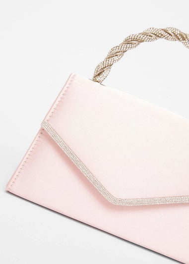 Quiz Pink Diamante Twist Top Handle Bag