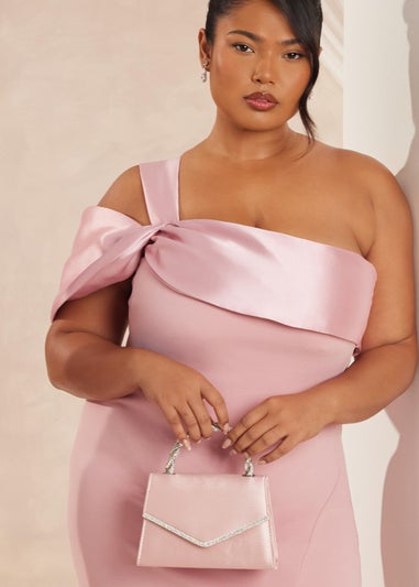 Quiz Pink Diamante Twist Top Handle Bag