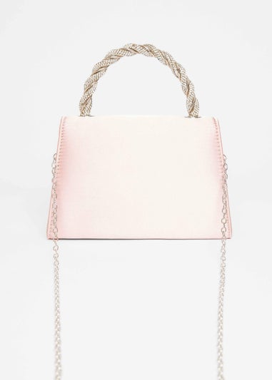 Quiz Pink Diamante Twist Top Handle Bag