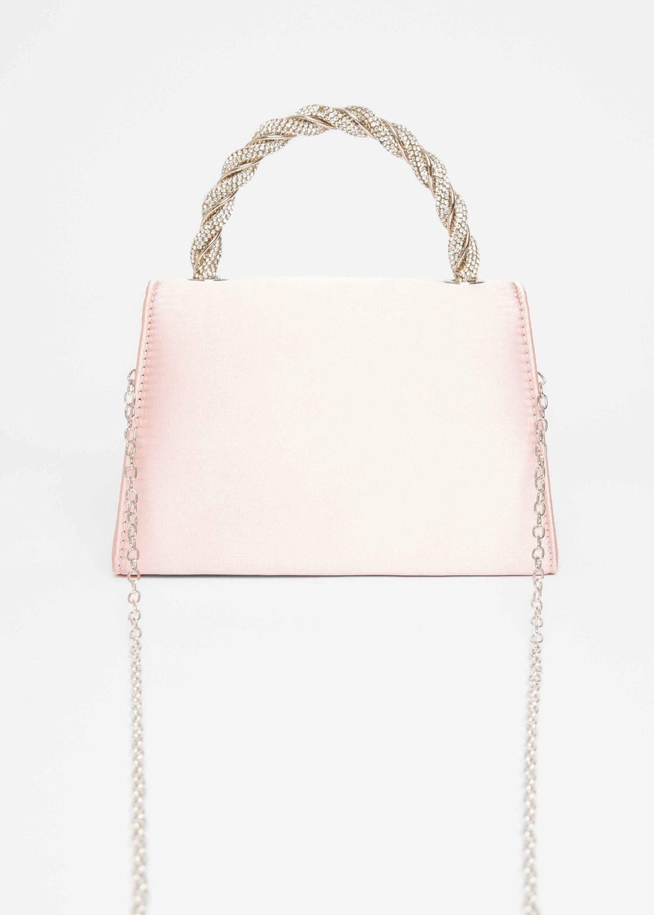 Quiz Pink Diamante Twist Top Handle Bag