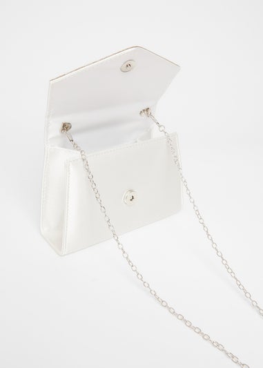 Quiz White Diamante Twist Handle Bag