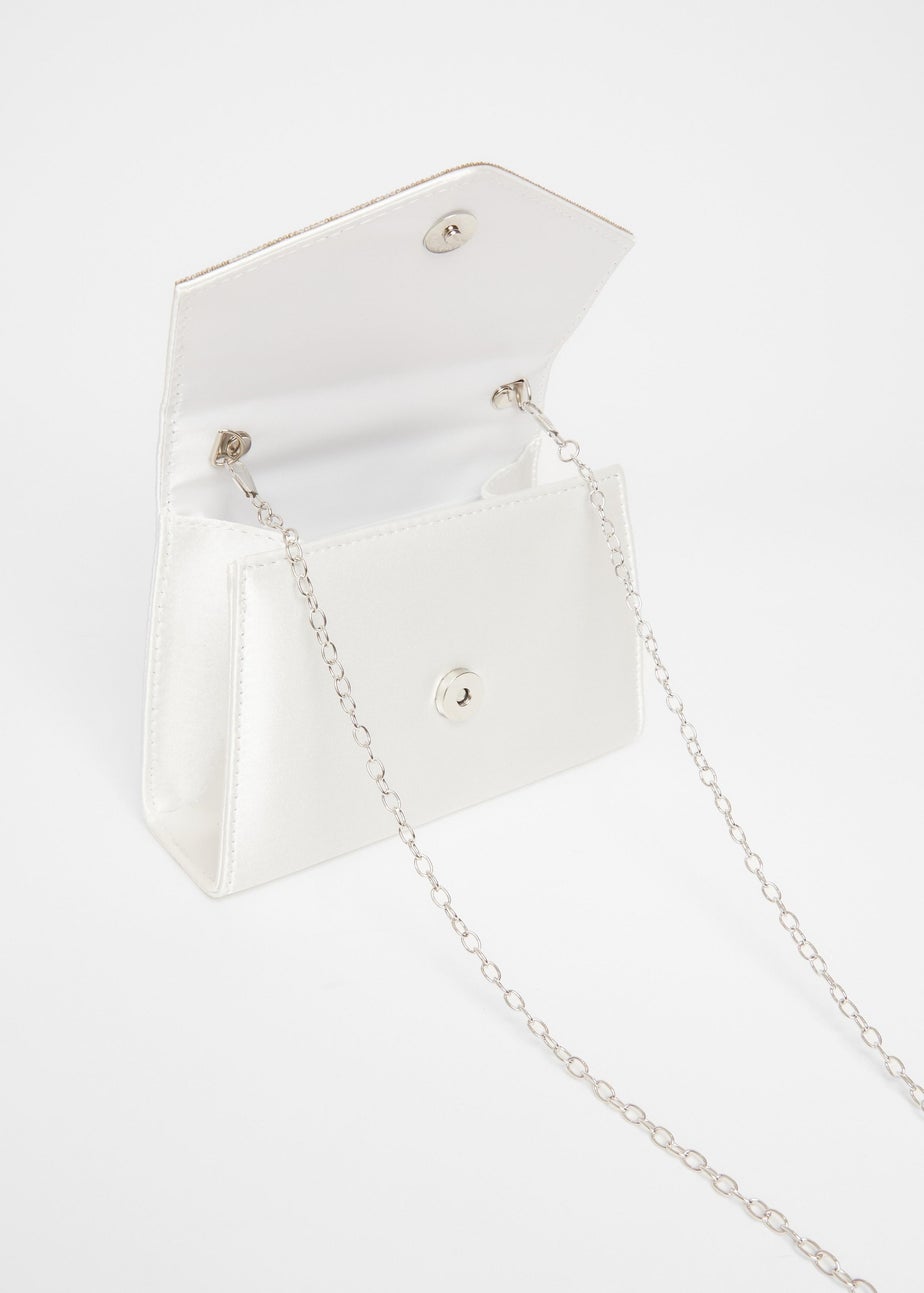 Quiz White Diamante Twist Handle Bag
