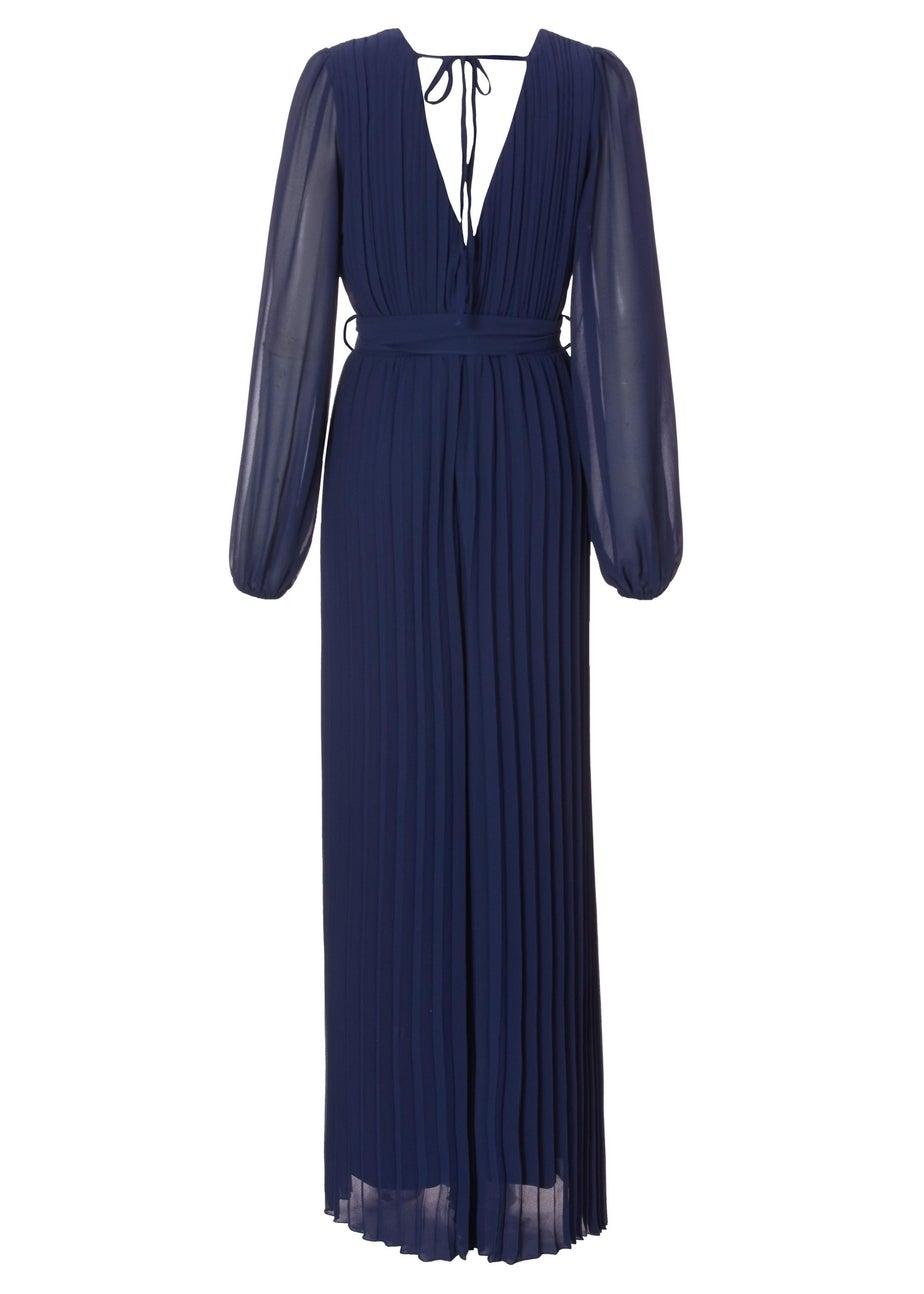 Quiz Navy Chiffon Pleated Jumpsuit