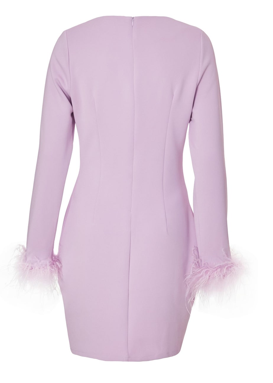 Quiz Lilac Feather Trim Mini Dress