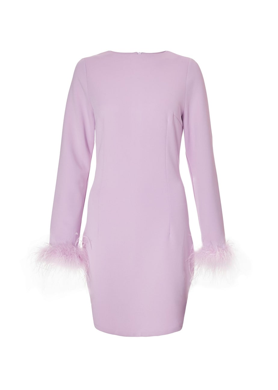 Quiz Lilac Feather Trim Mini Dress