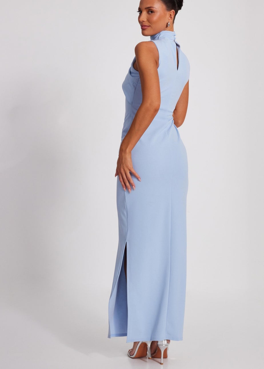 Quiz Blue High Neck Maxi Dress