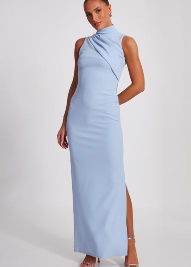 Quiz Blue High Neck Maxi Dress