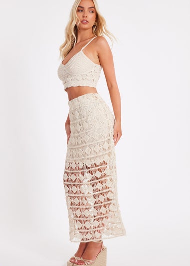 Quiz Stone Crochet Midaxi Skirt