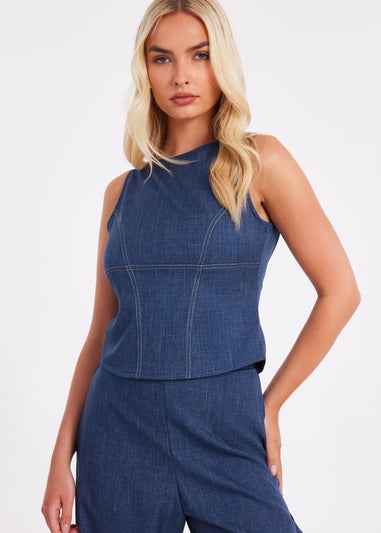 Quiz Blue Tie Back Top