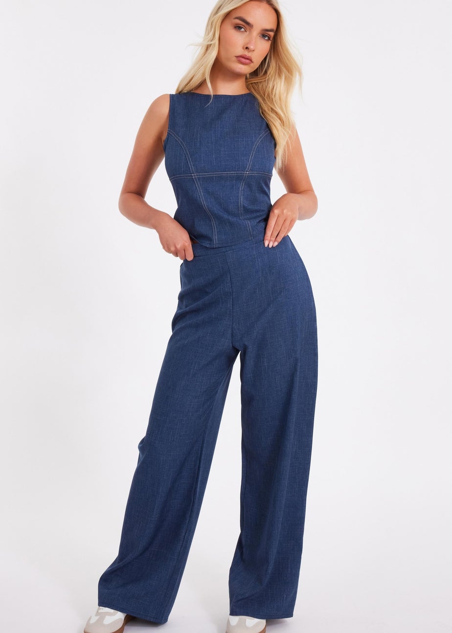 Quiz Blue Wide Leg Trousers