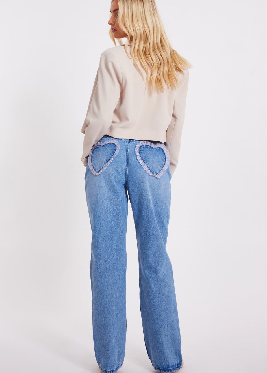 Quiz Blue Denim Ruffle Heart Jeans