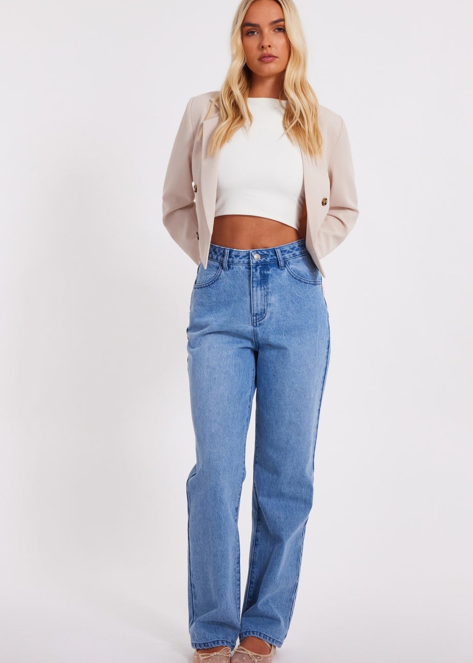 Quiz Blue Denim Ruffle Heart Jeans