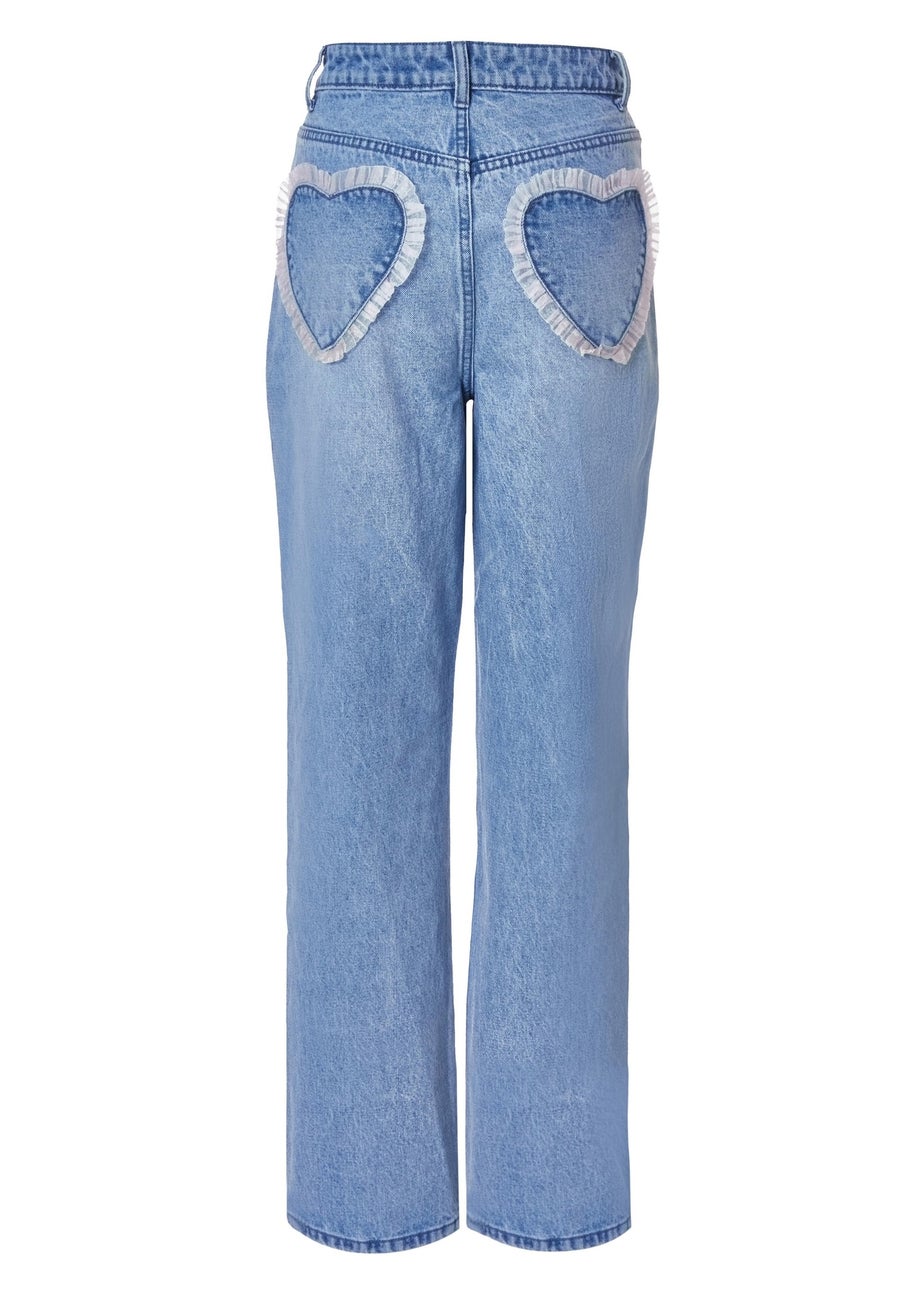 Quiz Blue Denim Ruffle Heart Jeans