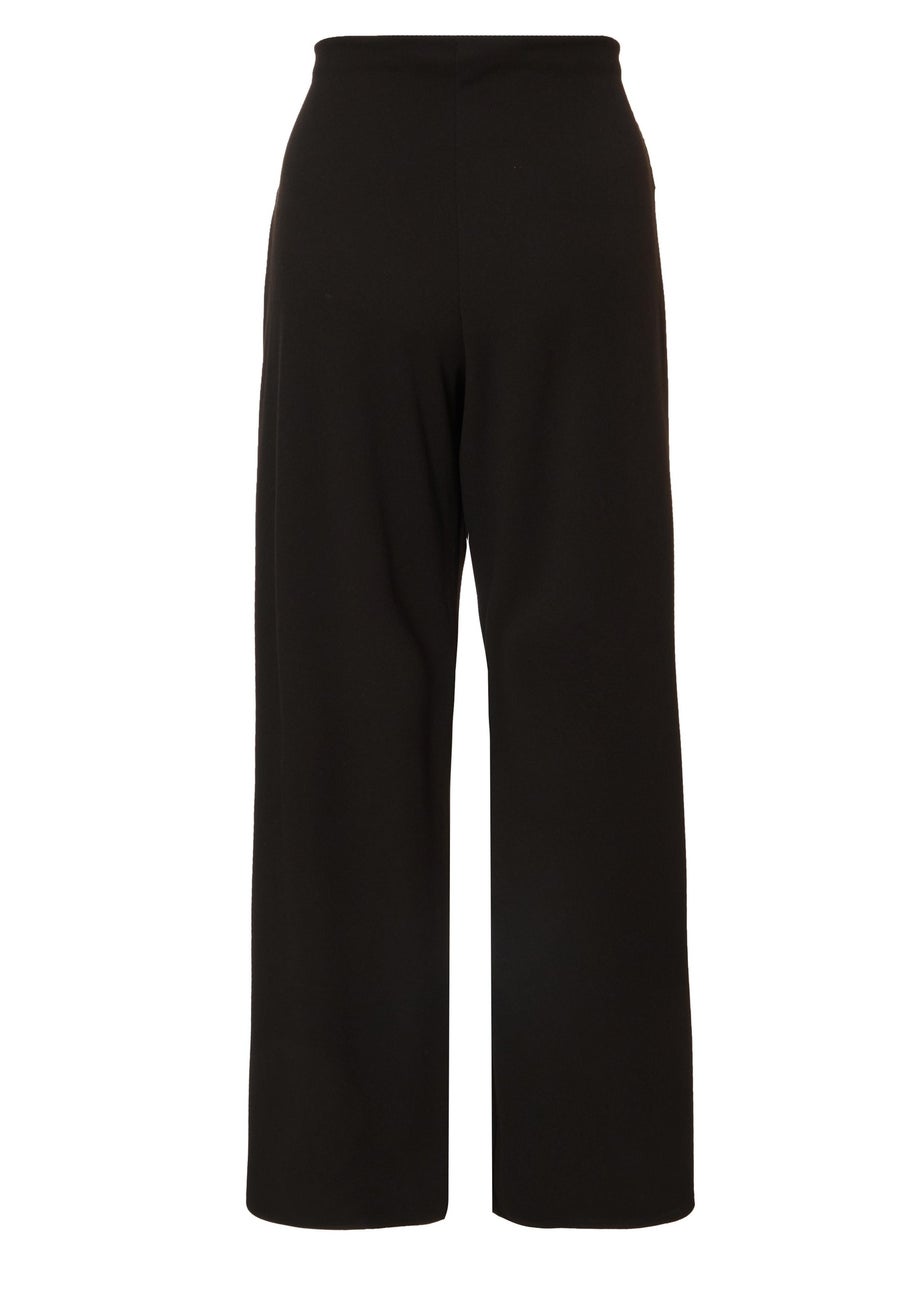 Quiz Black Petite Tie Waist Palazzo Trousers