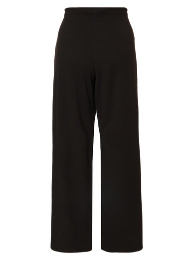 Quiz Black Petite Tie Waist Palazzo Trousers