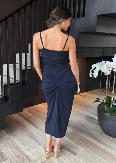 AX Paris Navy Strappy Wrap Top Knot Skirt Midi Dress