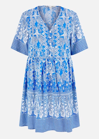 Yumi Blue Viscose Palm Relaxed Tunic