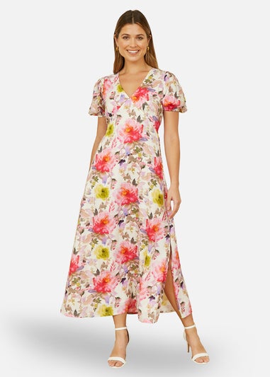 Yumi Ivory Floral Midi Dress
