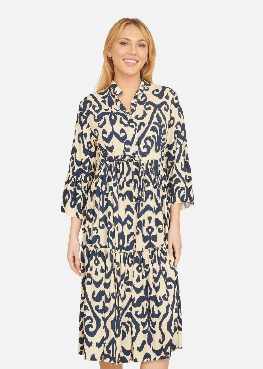 Yumi Navy Block Print Kaftan