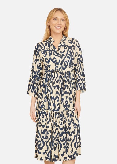Yumi Navy Block Print Kaftan