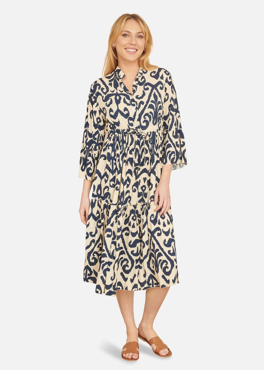 Yumi Navy Block Print Kaftan