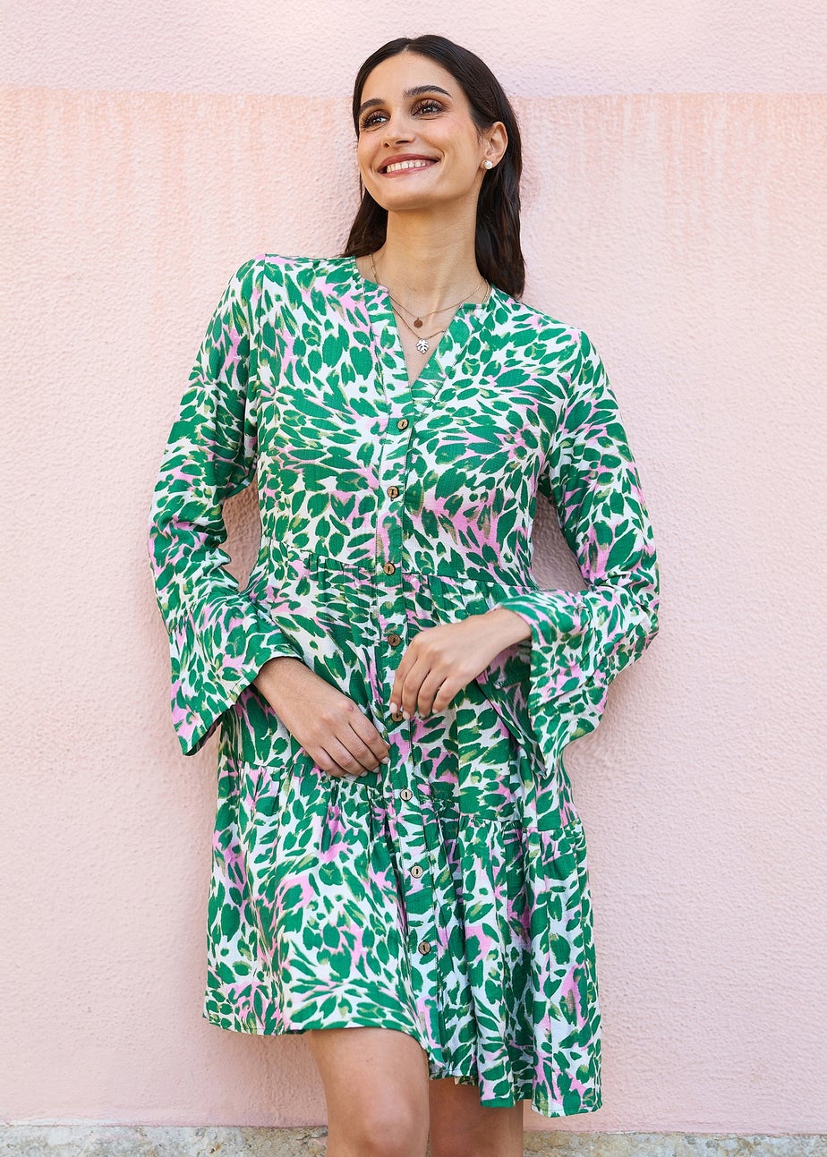 Yumi Green Leopard Print Tunic