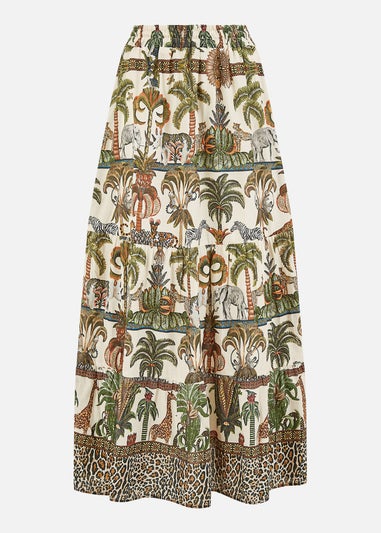 Yumi White Cotton Voile Safari Midi Skirt
