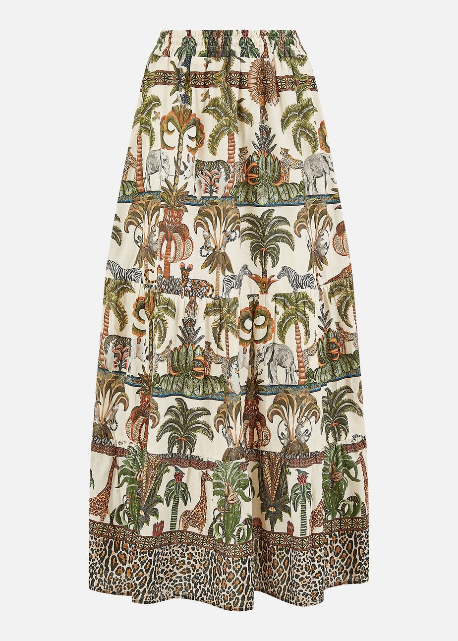 Yumi White Cotton Voile Safari Midi Skirt