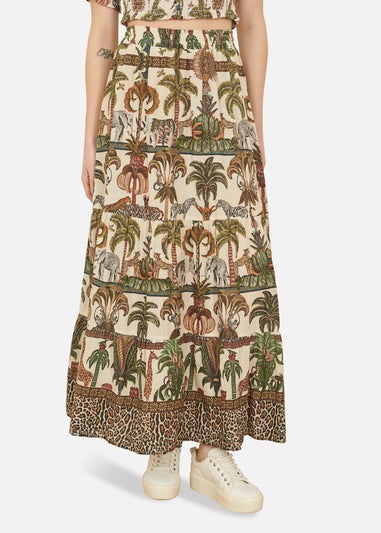 Yumi White Cotton Voile Safari Midi Skirt