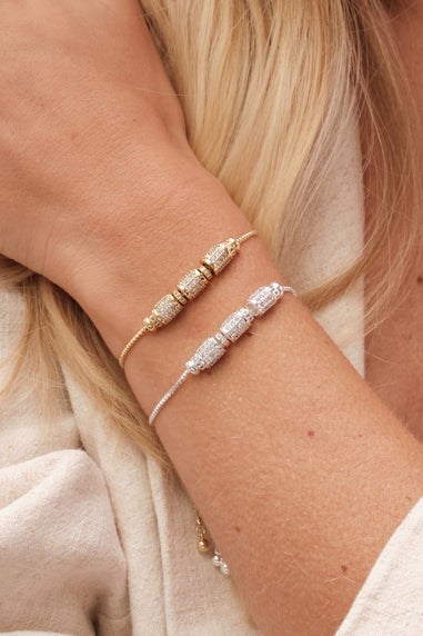 Jon Richard Silver Plated Pave Charm Toggle Bracelet