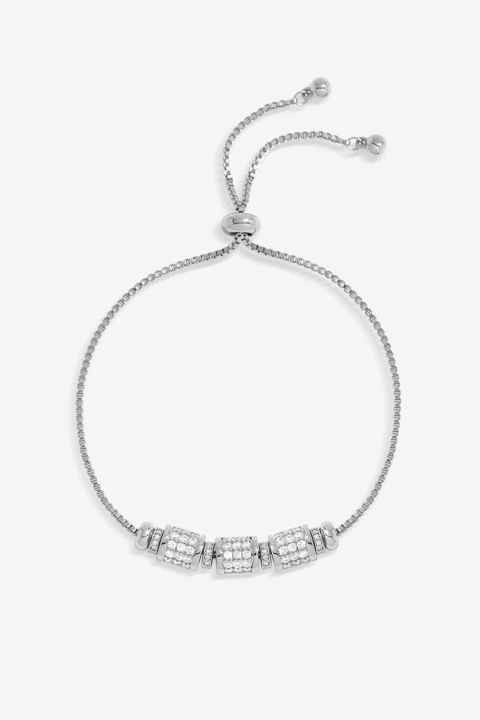 Jon Richard Silver Plated Pave Charm Toggle Bracelet