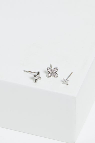 Jon Richard Silver Plated Clover Earrings Pack Of 3