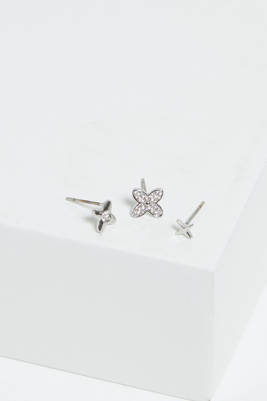 Jon Richard Silver Plated Clover Earrings Pack Of 3